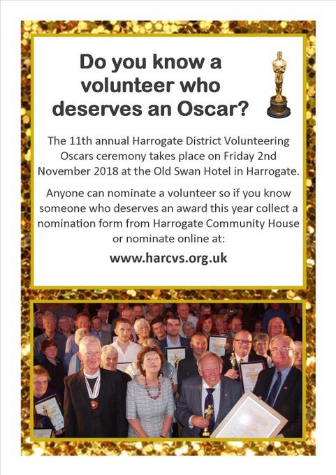 Harrogate & District Community Action (@hadcacharity) on Twitter photo Nominations for #Knaresborough #volunteer Unsung Hero Award <a href="/VolunteerOscars/">Volunteer Oscars</a> close 9pm on Monday 8th Please spread the word 👍@KnaresboroughOL @KnaresboroughPi <a href="/orb_arts/">Orb Community Arts</a> <a href="/fevaFest/">Knaresborough FEVA</a> <a href="/HenshawsArts/">Henshaws Arts&Crafts</a> <a href="/KboroCFRs/">Knaresborough CFR's</a> <a href="/Kn_Rotary/">Knaresborough Rotary</a> harcvs.org.uk/news/volunteer… Nominations for #Knaresborough #volunteer Unsung Hero Award <a href="/VolunteerOscars/">Volunteer Oscars</a> close 9pm on Monday 8th Please spread the word 👍@KnaresboroughOL @KnaresboroughPi <a href="/orb_arts/">Orb Community Arts</a> <a href="/fevaFest/">Knaresborough FEVA</a> <a href="/HenshawsArts/">Henshaws Arts&Crafts</a> <a href="/KboroCFRs/">Knaresborough CFR's</a> <a href="/Kn_Rotary/">Knaresborough Rotary</a> harcvs.org.uk/news/volunteer…