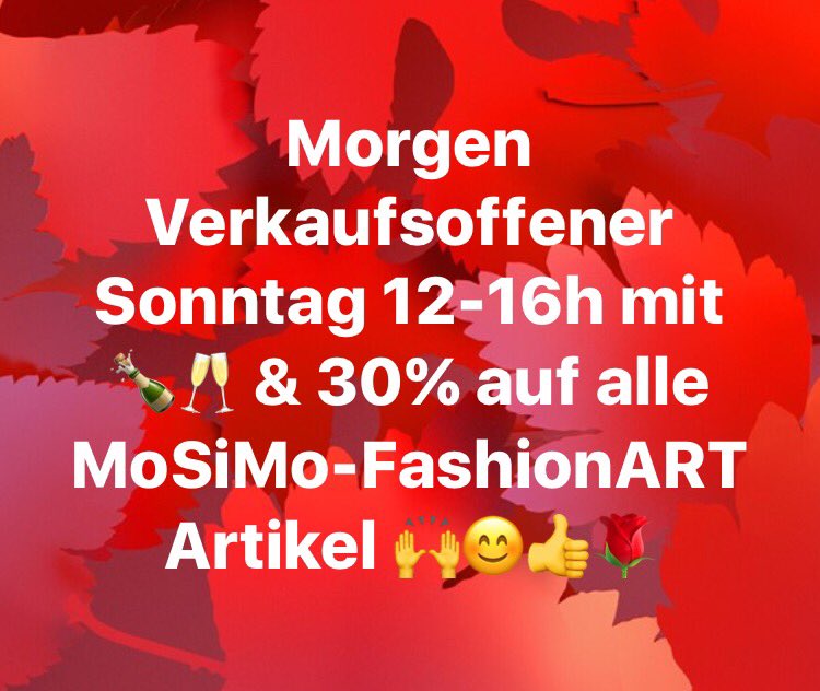 venus_power2's tweet photo. Verkaufsoffener Sonntag in der ARTraum MoSiMo Galerie 30% auf alle MoSiMo-FashionART Artikel 🌹💞 #Shopping #sale #fashioninsta #news #newlook #newstyle #OOTD #fashionblogger #fashionsale https://t.co/Hg7LO1HOhx