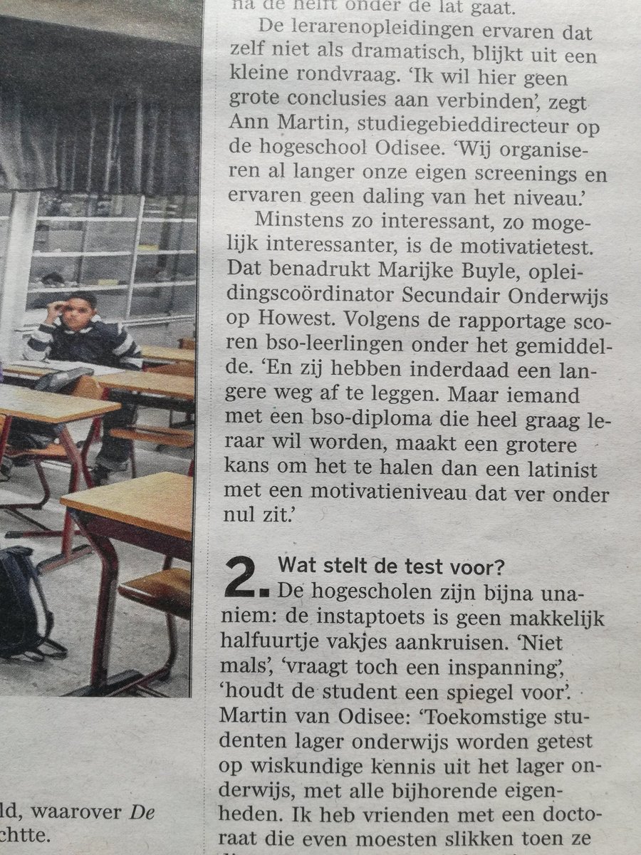 OnderzoekOdisee's tweet photo. Wij organiseren eigen screenings van studenten bij de aanvang van de lerarenopleidingen, zegt 
directeur Ann Martin van de lerarenopleidingen @odiseehogesch  in @destandaard. We ervaren geen daling van het niveau.
#instaptoets https://t.co/i3XKZELfkn