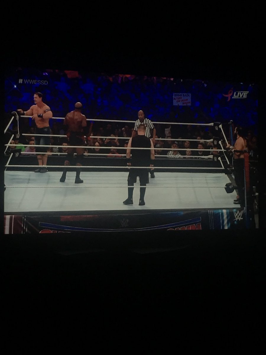RyanCoughlin3's tweet photo. Why is @fightbobby in a handicap match against @IAmEliasWWE &amp; @FightOwensFight? #WWESSD https://t.co/wEvsZWRfrV