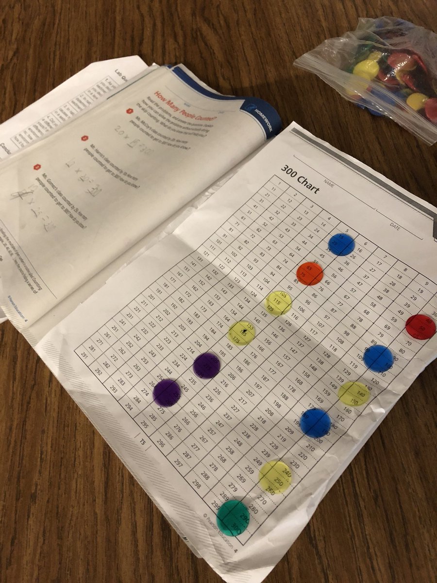 yankeesgirl4ev's tweet photo. Finding patterns on a 300 chart with counters helps us find factors of multiples of 100. #mathinvestigations #handson #criticalthinking #visuallearners #edisonk12 #jmiknights #jmi4th #jmiedison https://t.co/a1yukZI7nz