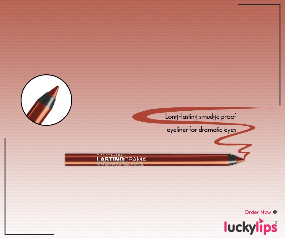 luckylips_in's tweet photo. 🕘 Waterproof and smudge-resistant for hours 🕘

Maybelline New York Lasting Drama Waterproof Gel Pencil glides on smooth giving you a dramatic look.

Shop now at https://t.co/7BoQyn504e

#Maybelline #Eyeliner #GelEyeliner #Copper #Makeup #Cosmetics #Beauty #SkinCare https://t.co/HpFSaipke7