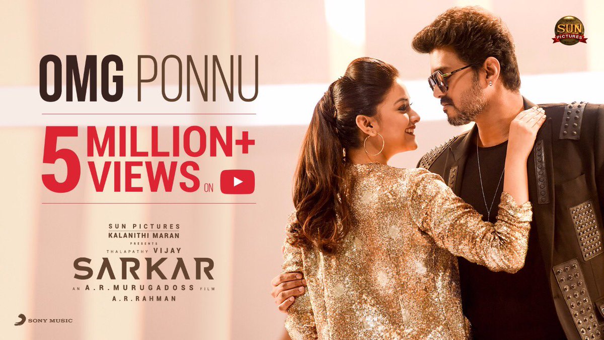 SonyMusicSouth's tweet photo. 5 Million hearts are grooving to the beats of #OMGPonnu. Thank you for all the love. https://t.co/4Buj90dNOg @actorvijay @arrahman @ARMurugadoss @sunpictures @Lyricist_Vivek https://t.co/HvlBmJHo8P