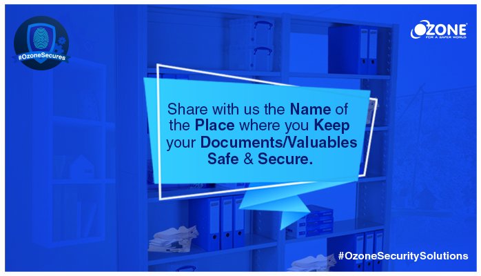 OzoneGroupIndia's tweet photo. Just like that one person whom we trust the most in life, there is that one place too which we trust blindly for the safety &amp; security of our documents/valuables. Share the name of that place with us below.

#OzoneSecures #OzoneSecuritySolutions #DigitalSafes #DigitalLocks https://t.co/zE7N4idjUF