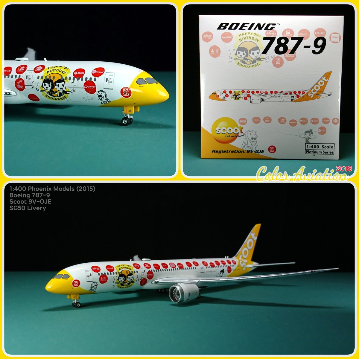 The 1:400 SG50 special livery of Scoot Boeing 787-9 #phoenixmodels