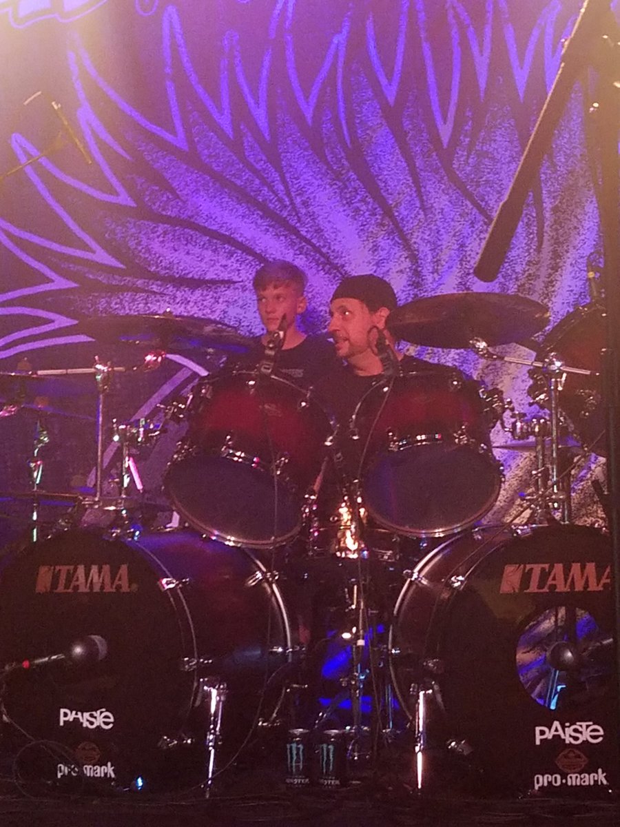 Findlay_Joseph's tweet photo. @OFFICIALSTIG Mike, Dave, and the whole ST squad.  You guys are awesome, thank you for the once in a lifetime experience for my son.  He already wanted to be a drummer, now he is dead set. https://t.co/jNIvHTIYtW