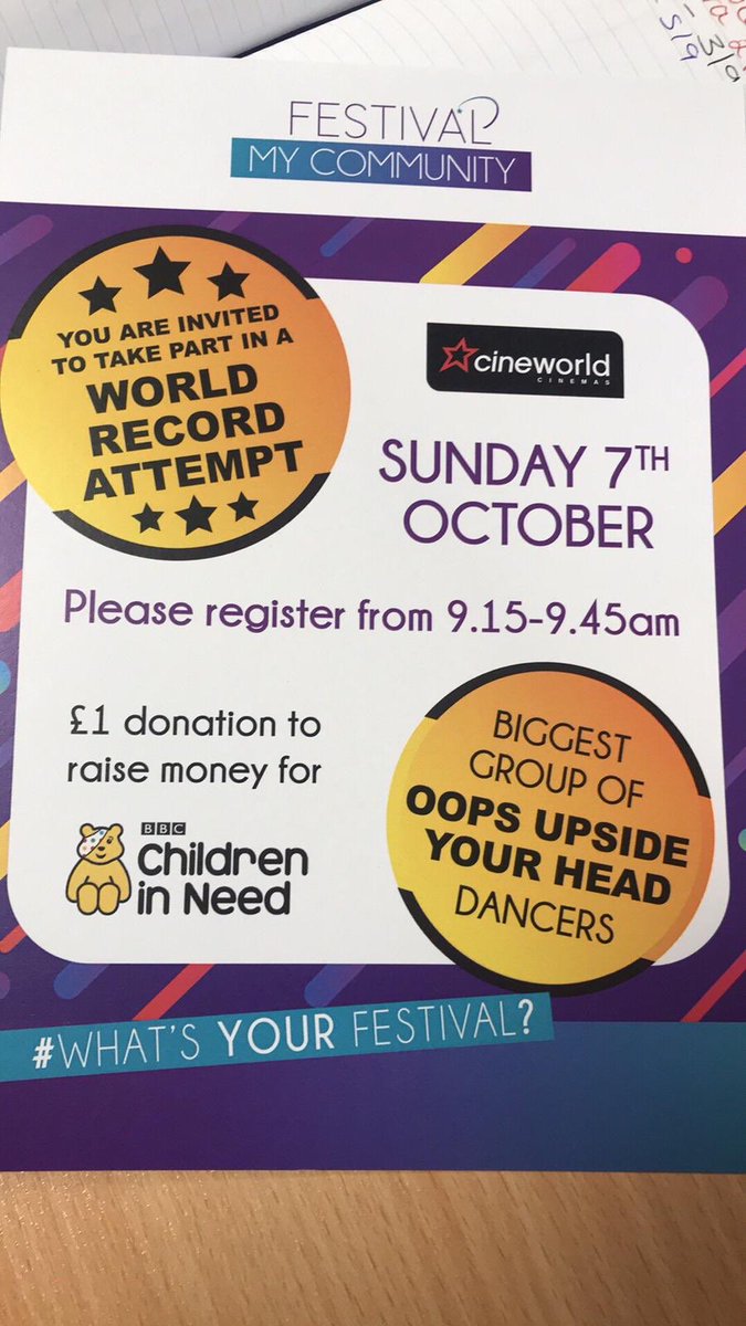 Scottlarock5's tweet photo. Everybody get up and get on down to cineworld Basildon this Sunday to take part in a world record attempt.
All for a good cause to 🙌🏻🙌🏻🙌🏻🙌🏻 https://t.co/szGLpm3ClW