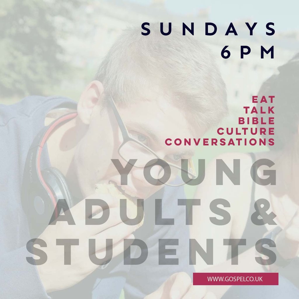 Young Adults &amp; Students meet Sunday evenings for some great food and to discuss relevant issues of the day in the light of God's Word. Laughter and discussion mandatory. gospelcollective.uk/events  #GospelCollectiveChurch