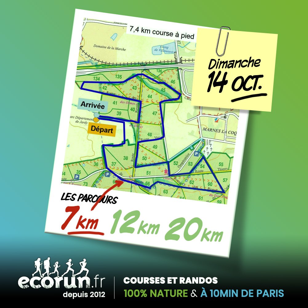 Ecorun_France's tweet photo. Sur @Ecorun_France il y a 3 parcours de #running et #marche : 7km / 12km / 20km - voici le 7 km et c'est 100% en forêt a 10min de #Paris ! Le 7km est mixte en #rando &amp; exclusivement féminin en #courseapied ! RDV Dimanche 14 octobre ! Inscriptions ici ➡️ https://t.co/GBYBkG7c0q https://t.co/Z26EMGJxMl