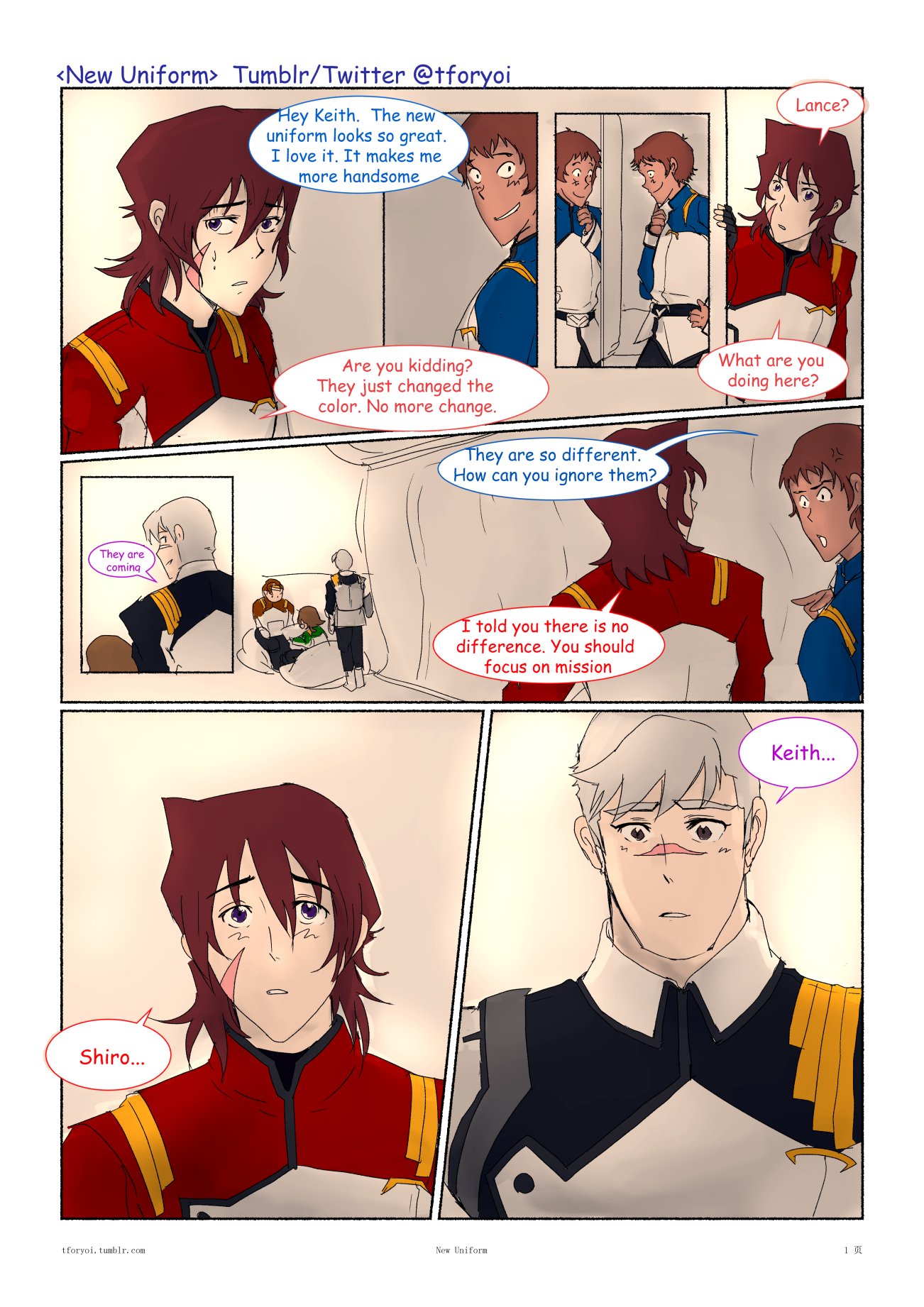 Ba draw sometimes on X Voltron Sheith comics New Uniform After Stay they are not in a relationship yet. They wear the new uniform for the first time. Keith has no
