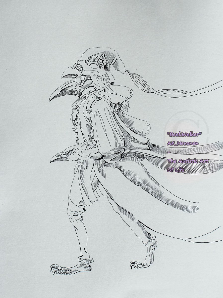 AK_Hevonen's tweet photo. BeakWalker #Inktober #Inktober2018 #drawing #drawings #fantasy #PestDoctor #Ravens #crows #arts #Autism #autismawareness #dreaming #DREAMS #redbubble Will prepare him 4my #onlineshop soon. Story below, ty. Incedentially its #MadHatterDay. >>https://t.co/YRa9JvYIS9 https://t.co/EwxyvDLJVB