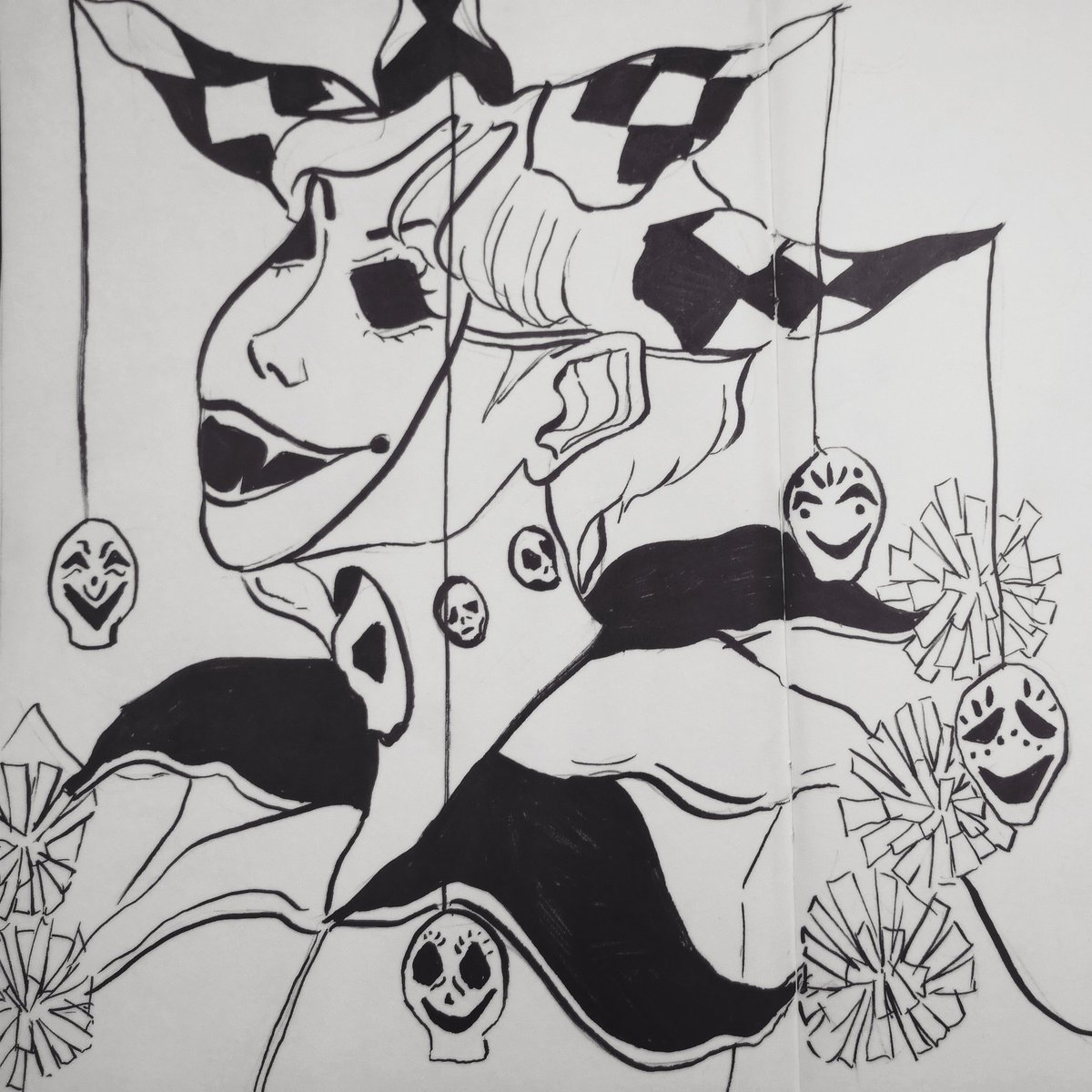 Emheln's tweet photo. #inktober fool and magician #inktober2018 #ink #drawing #artwork #tarot https://t.co/EN9npOlE1S