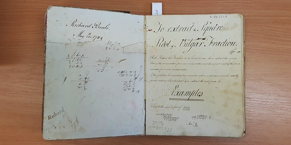 Except this isn’t your normal farm diary. It's not even a diary.It’s a Mathematics book owned by someone called Richard Beale, from a farm in Biddenden, Kent.