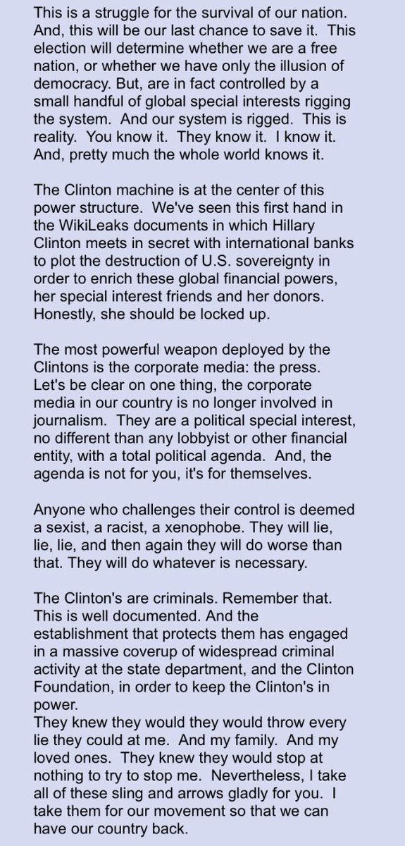 2runtherace's tweet photo. Transcript of the speech Q linked in today’s drop!  #QAnon #LastChanceToSaveAmerica #JusticeK #LawAndOrder #WeThePeople #TogetherWeAreStrong #TogetherWeWin #WWG1WGA https://t.co/OjpiGgQp0A