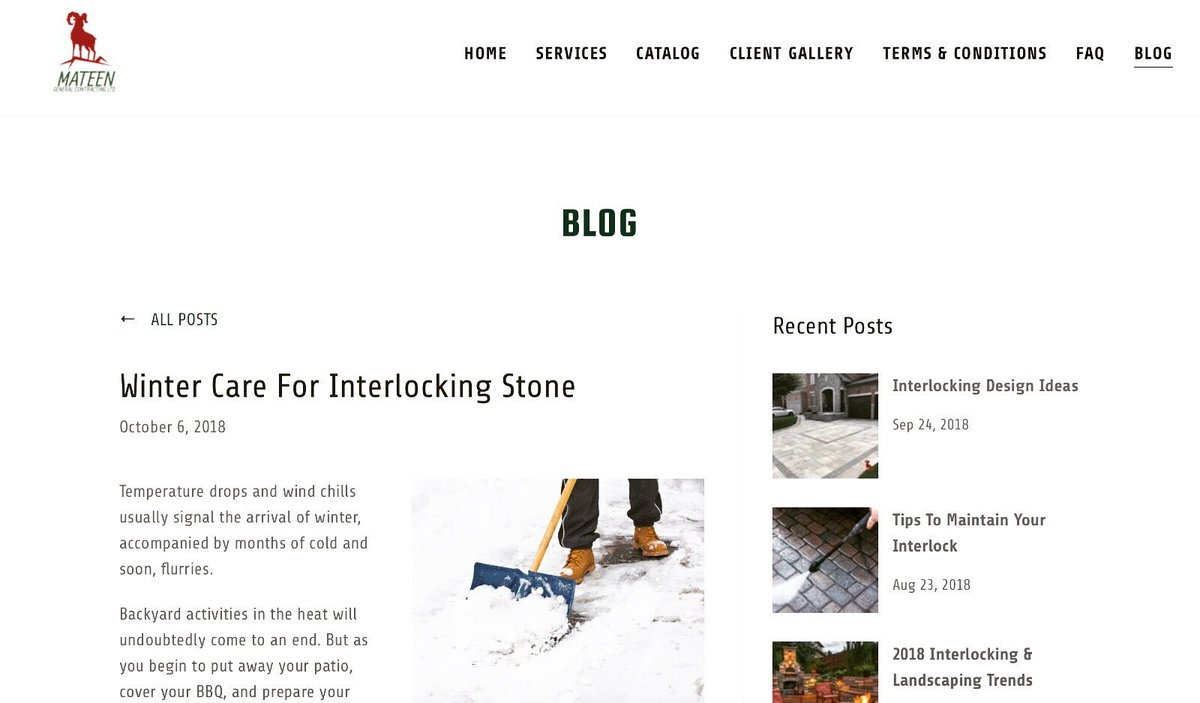 mateengeneral's tweet photo. ❄️💻

Check out our latest blog on the @mateengeneral website to get some tips on how to protect your stone pavers throughout the winter! ⁣(link in bio)
⁣
We are currently running a 10% discount on all projects!⁣
⁣
📞 or 📧 now for a free estimate! ⁣

#winter #hardscaping https://t.co/iHn0RnNZCT