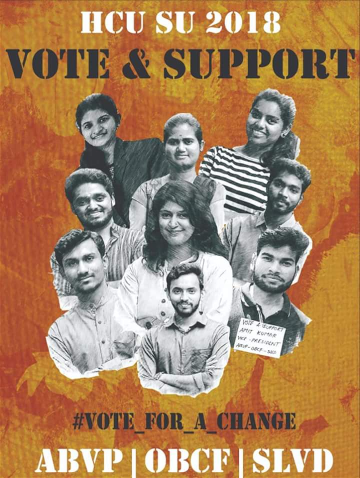 AnjaliYKC's tweet photo. ABVP won all seats in Central University of Hyderabad after 8 years...
Congratulations to all ABVPians💐💐💐💐
#CleanSwipe #ABVPWinsHCU #Victory @ABVPVoice @ABVPTelangana @AbvpHcu https://t.co/jdJMDEAemM
