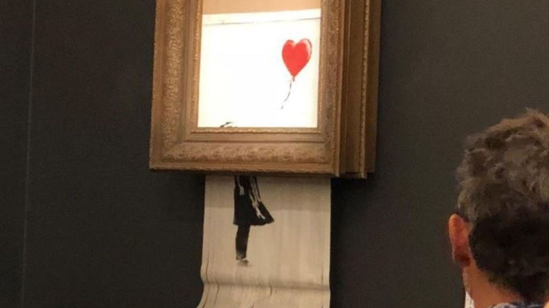 Banksy Painting Self-Destructs After Selling for $1.4 M. at Sotheby’s London artnews.com/2018/10/06/ban… via @ARTnewsmag #artist #artists