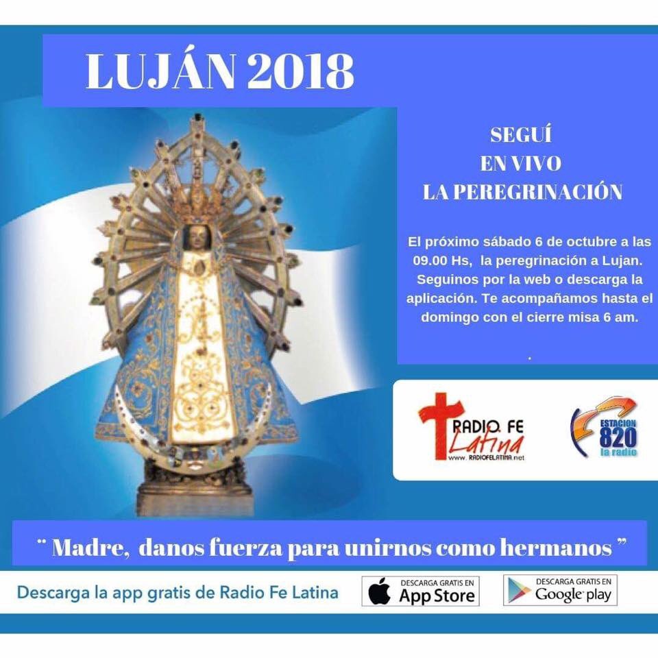 radiofelatina's tweet photo. https://t.co/zr9j1Oa8o4 📻#Lujan2018 #AM820 #RadioFeLatina Gracias a AM820 25 años transmitiendo la peregrinación a Luján. Estamos al aire en duplex. Te esperamos ! https://t.co/dePA4KRVby
