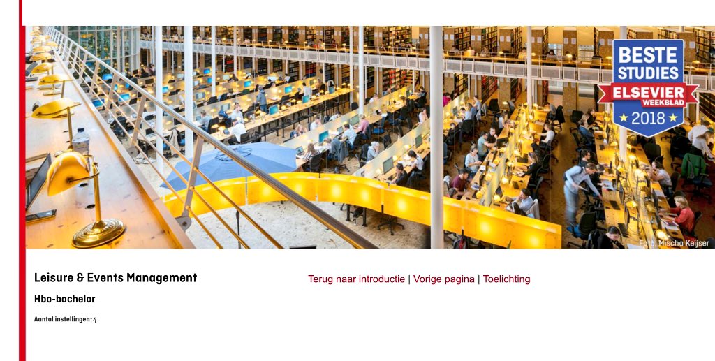 martingroters's tweet photo. De #nhlstenden bachelor opleiding leisure&events management op plaats 1 in #bestestudies van #elsevier. En terecht! Feliciaties aan alle studenten en docenten! #leisuremanagement #trots https://t.co/k2ACLJ5A49