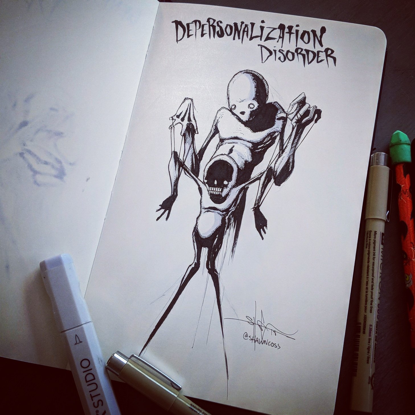 Shawn Coss on Twitter: "Depersonalization Disorder - Inktober Illness