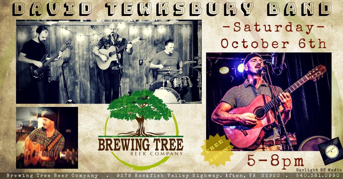 The David Tewksbury Band plays from 5-8 tonight.. Stop out for some great tunes from these amazing musicians. #afton #virginia #brewery #music #livemusic