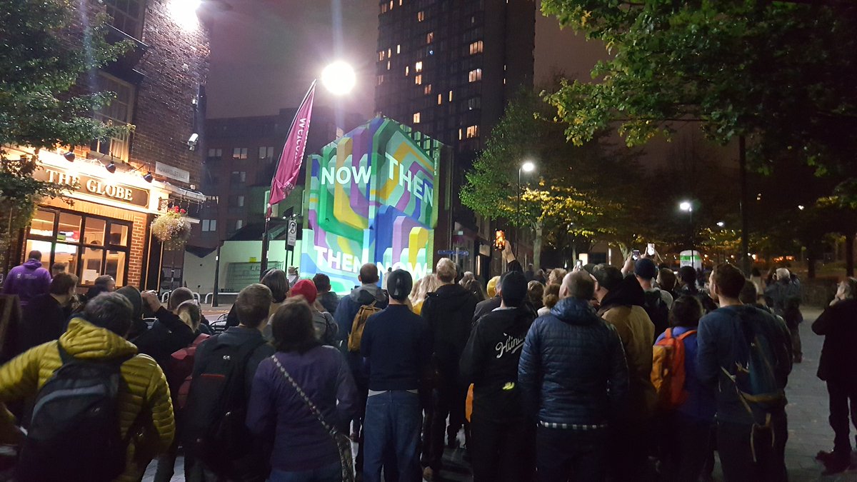 JonnyDouglas's tweet photo. Huge thank you to everyone who came down to the #NowThen10 - 10th Birthday Mural 'Big Reveal' last night and massive shout outs to @roblee_art and @sheffhallamuni for all their efforts in making this iconic piece for #Sheffield and @nowthenmag possible. #StreetArt #MADEwithDESIGN https://t.co/OTOdBpaARX