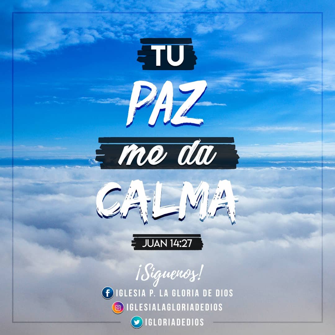 igloriadeDios's tweet photo. La #Paz os dejo, mi #Paz os doy; yo no os la doy como el mundo la da. No se turbe vuestro corazón, ni tenga miedo.
.
.
Juan 14:27 https://t.co/t6atSGiCR4