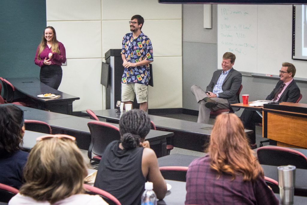 ChicagoKentLaw's tweet photo. Our @ChicagoKentIPLS society recently hosted a talk with @ProfGReilly and @GraemeBD to introduce #IPLaw and the opportunities our @ChicagoKentIP program offers. Thanks to our 1L student blogger for this #CKNow recap! https://t.co/RCqsyQx9zu https://t.co/BCjwxstPP6