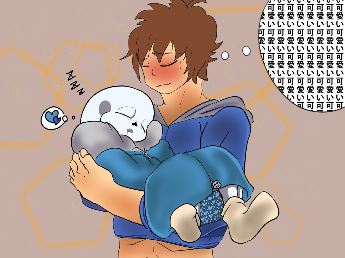 ট ইট র 木ノ葉 明 彼パーカーフリスクがサンズの着たらぴっちぴちでサンズがフリスクのパーカー来たらバスローブみたいになるなって フリサン版深夜の創作60分一本勝負