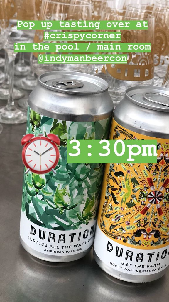 DurationBeer's tweet photo. Ok so this! At 3:30pm we doing a pop up tasting at the #CrispyCorner #IndyManBeerCon
@IndyManBeerCon come try our beers prerelease https://t.co/7m20KK2kpM