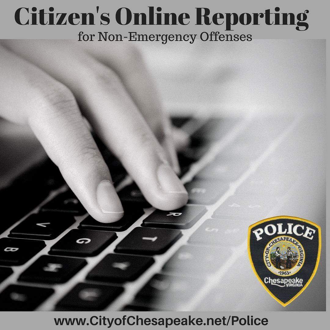 AboutChesapeake's tweet photo. Neighborhood dog barking too much? Did someone tamper with your car? You can report non-emergency offenses to the Chesapeake Police Department through the Citizen's Online Police Reporting System. For more information, visit https://t.co/SCaEC5hAR1. https://t.co/nUkCLwYPaJ