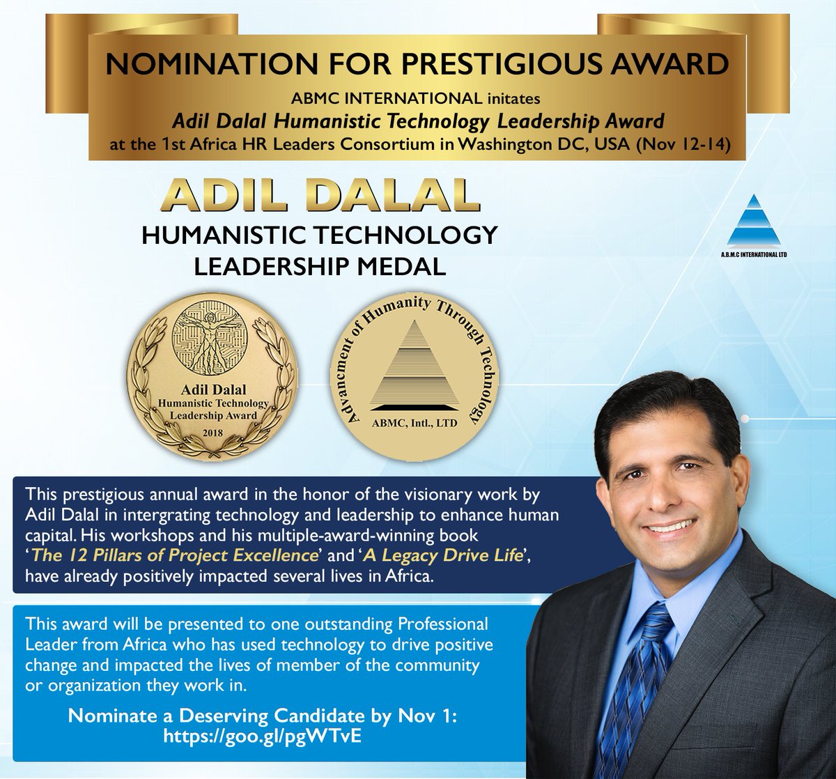 josmamug2's tweet photo. Adil Dalal Humanistic Technology Leadership Award will be initiated by ABMC INTERNATIONAL at the 1st Africa HR Leaders Consortium in Washington DC, USA for African professionals.
https://t.co/7xOXutW0Df
#ahrlc2018 #ahrlc #abmcintl #abmc #AdilDalal https://t.co/HziqKmNEkU