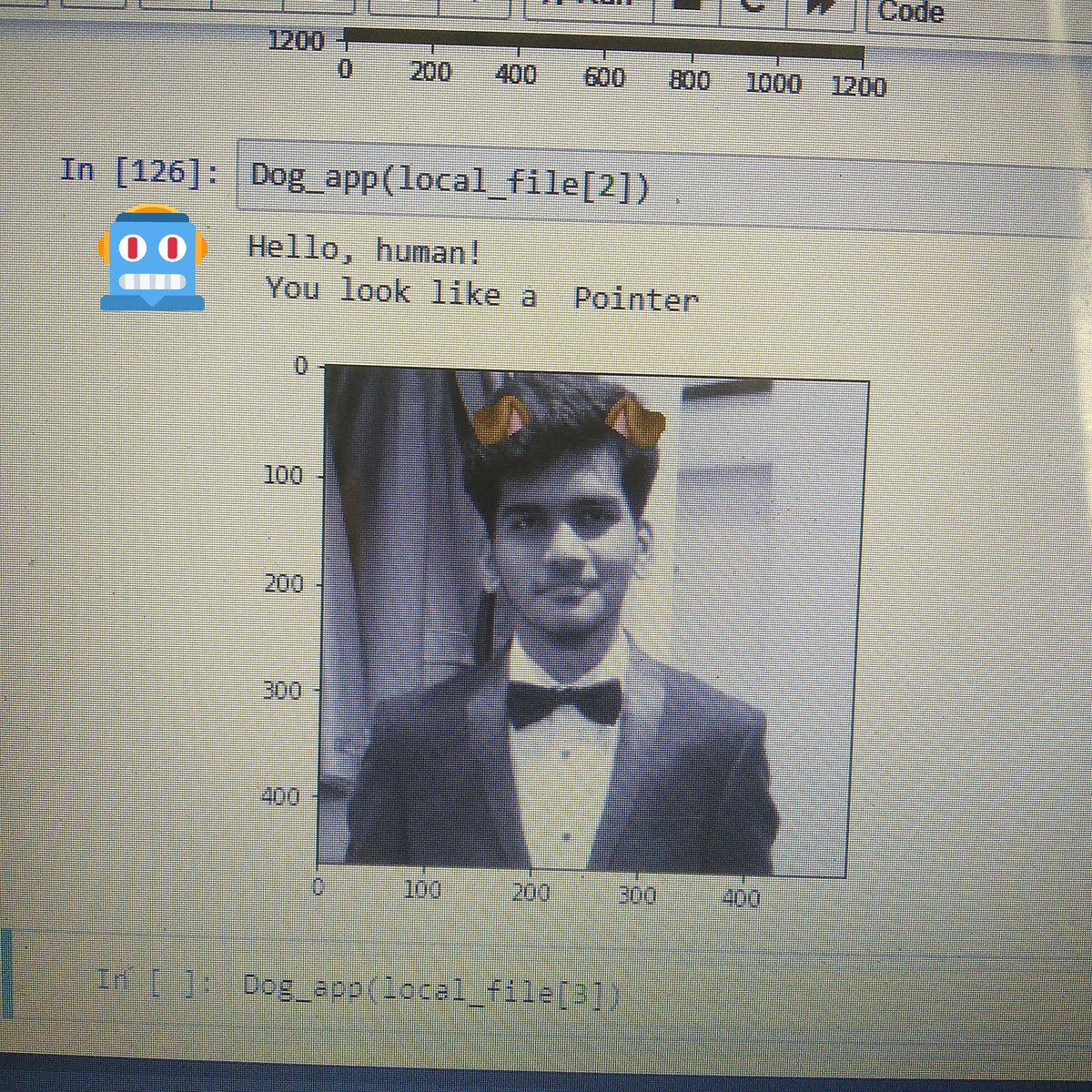 ASeemendra's tweet image. I need to lower down his humour settings 😐😑😑😏😏 #dog_filter #face_recognition

#AI
@UdacityINDIA
@udacity
@akshtjn
#UdacityIndia
#Udacity
#MLAND
#NanodegreeAccelerator #MLANDProjectChallenge ☕☕