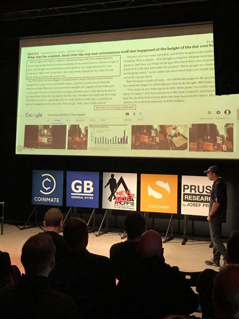 ico_dog's tweet photo. Tony vays talking about the #ico bubble. 

I don’t get these conference. Letting a #bitcoin maximalist have a speech about icos is like asking KFC what they think of mc Donald’s.

Great presentation, very knowledgeable guy, but no he has clue about ICOs. https://t.co/8eQ4QLcCXY