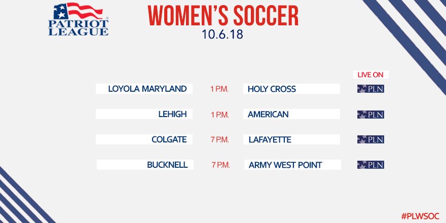 PatriotLeague's tweet photo. Another Saturday means another busy day of #PLwsoc⚽️ and #PLmsoc⚽️!
Go to https://t.co/gcPJ4Gm1iC or @PatriotLeagueTV for live coverage options! https://t.co/2ax7CS6287