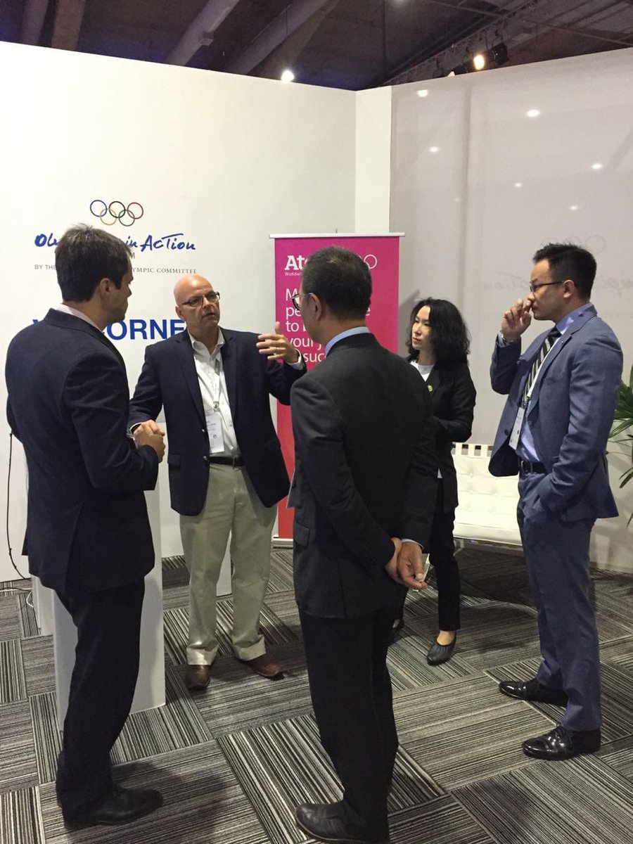 Day 2 at the #OlympisminAction Forum  Tech Corner. Great conversations about #Circuit and #VirtualAgent #eVolunteer   #Augmented⁦Reality #lookouttrends for #Sports @UnifyCo⁩ ⁦<a href="/casterio/">Pablo de Castro</a>⁩ ⁦<a href="/VictoriaErice/">Victoria Erice</a>⁩