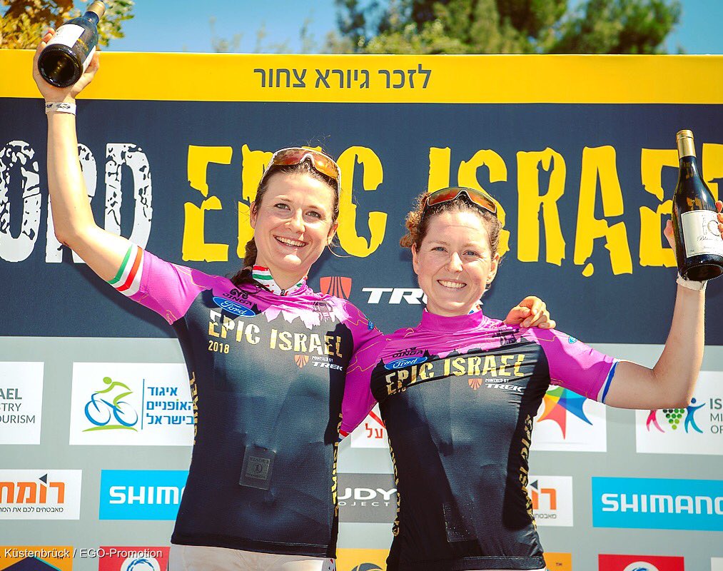 Oh yeah, it‘s definitely time for champagne!🍾🎉 Won the <a href="/Epic_Israel/">Epic Israel</a> with a strong <a href="/barbara_benko/">Barbara Benko</a> by my side!👯‍♀️ 
Thanks to <a href="/GHOSTFactoryRac/">GHOST Factory Racing</a> for making this possible &amp; thanks to the Hungarian team for helping us out in Israel🙏🏻