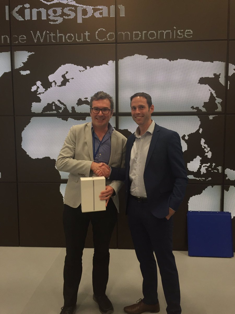 KingspanIP_Irl's tweet photo. Congratulations to our @archexpo competition winners! Francis Carroll of #MCOHArchitects and Trevor McDaid of #HamitonYoungArchitects. Both guessed within 1500 the number of perforations in our #DriDesign Façade #RIAIConf2018 https://t.co/xWKzcERt4b