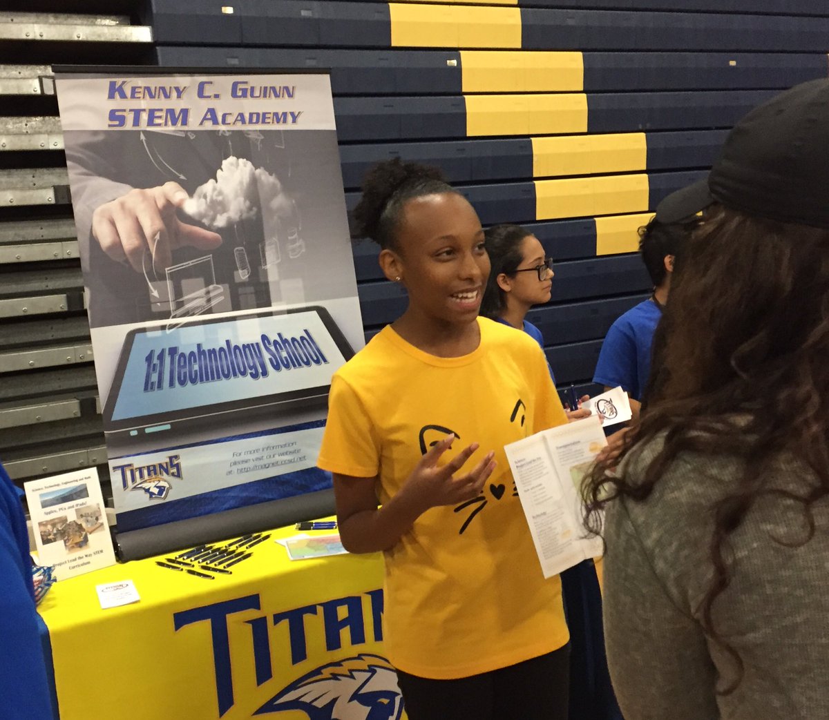 kcgmsstem's tweet photo. Guinn STEM students doing an awesome job promoting Guinn’s STEM Magnet program @ CCSD Magnet Choice Fair @ Spring Valley High School! https://t.co/Gq9NEajkOw