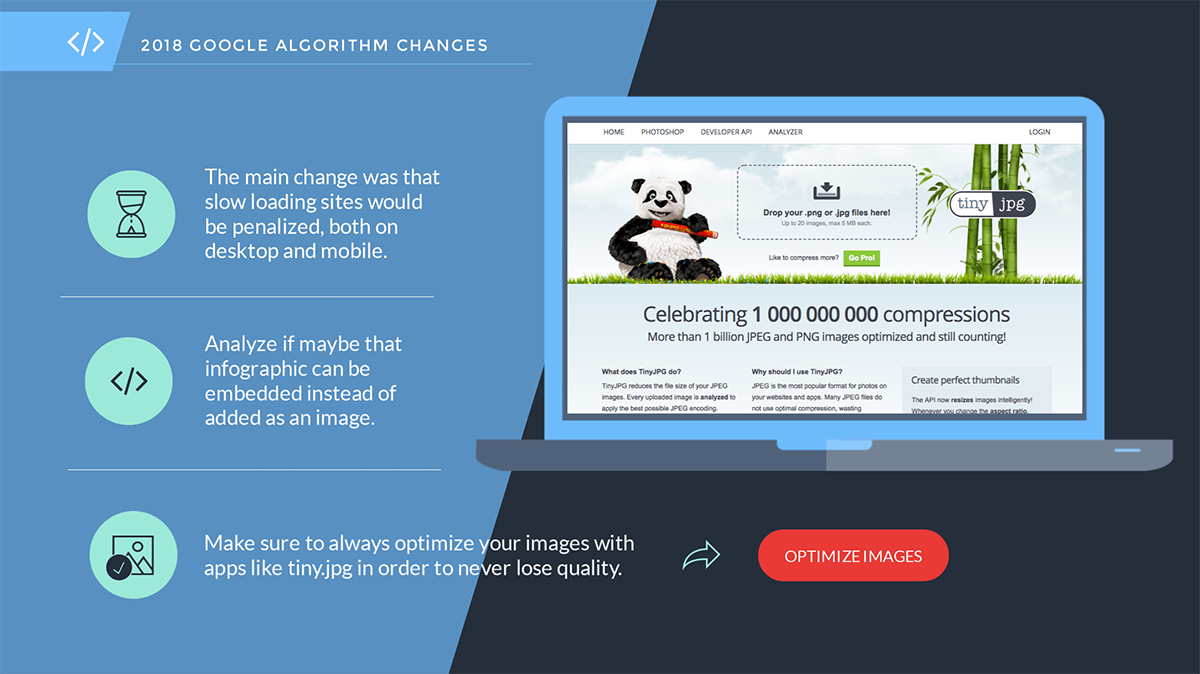VismeApp's tweet photo. Don't forget to optimize those images!
๐ ๐ ๐
WHY?
- It will make your site's loading time faster
- Your site will have better Google rank
https://t.co/93faEsO4jG
Our favorite tools are @tinypng @imagify
Use them before uploading or inside @WordPress
#visualseo #images #web https://t.co/tDhLOY8zbo