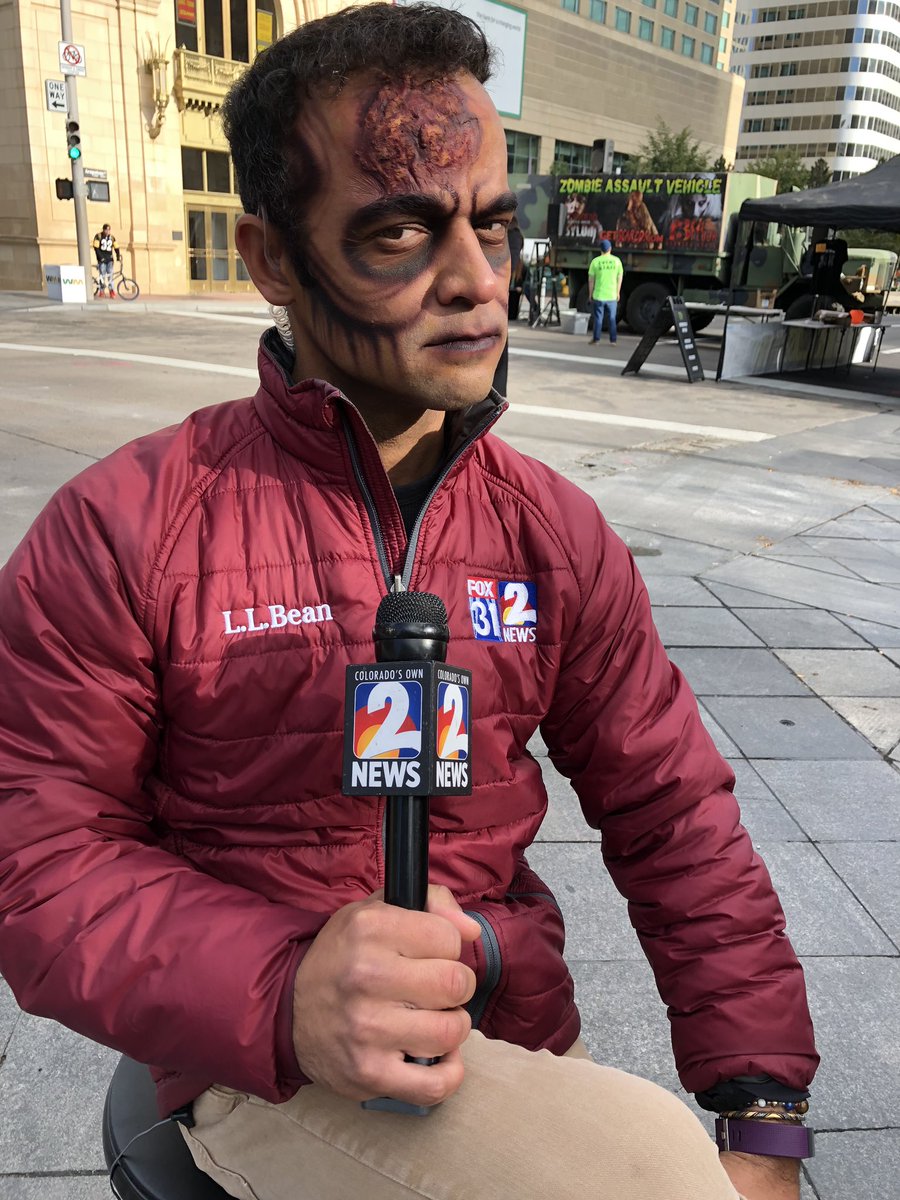 kevinltorres's tweet photo. I’ve decided to be the real me and show you all what I look like on TV with no makeup. This is me, world 😘🧟‍♂️ #Denver @zombiecrawl #KWGN #KDVR https://t.co/bEpgLqazNK