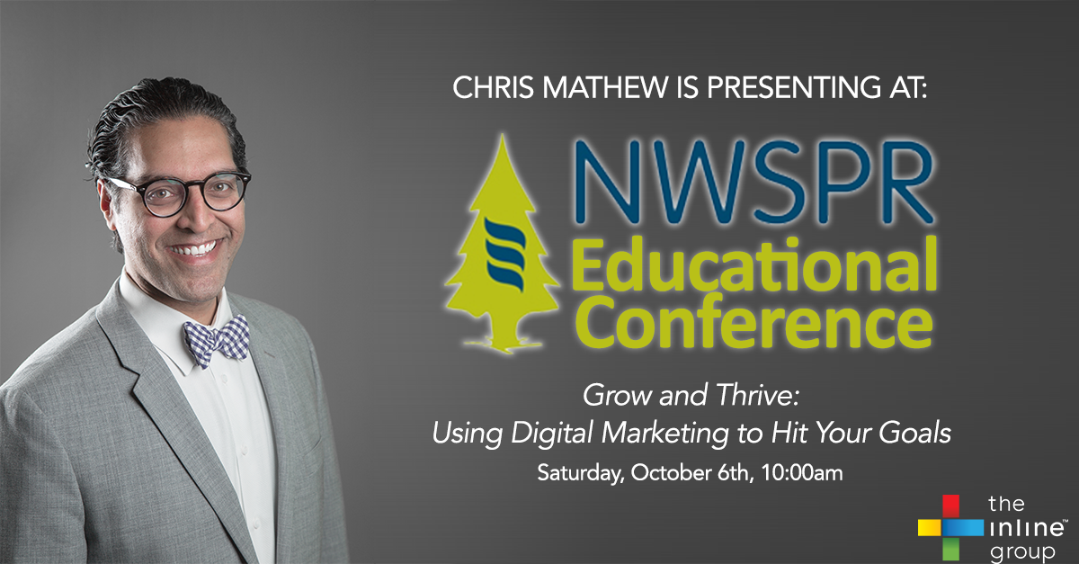 theinlinegroup's tweet photo. Today is the day! Chris Mathew is speaking at the NWSPR Conference on the hot topic of using digital marketing to hit your goals.  #candidates #noplacementfees #NWSPR https://t.co/5WOLAMdat1