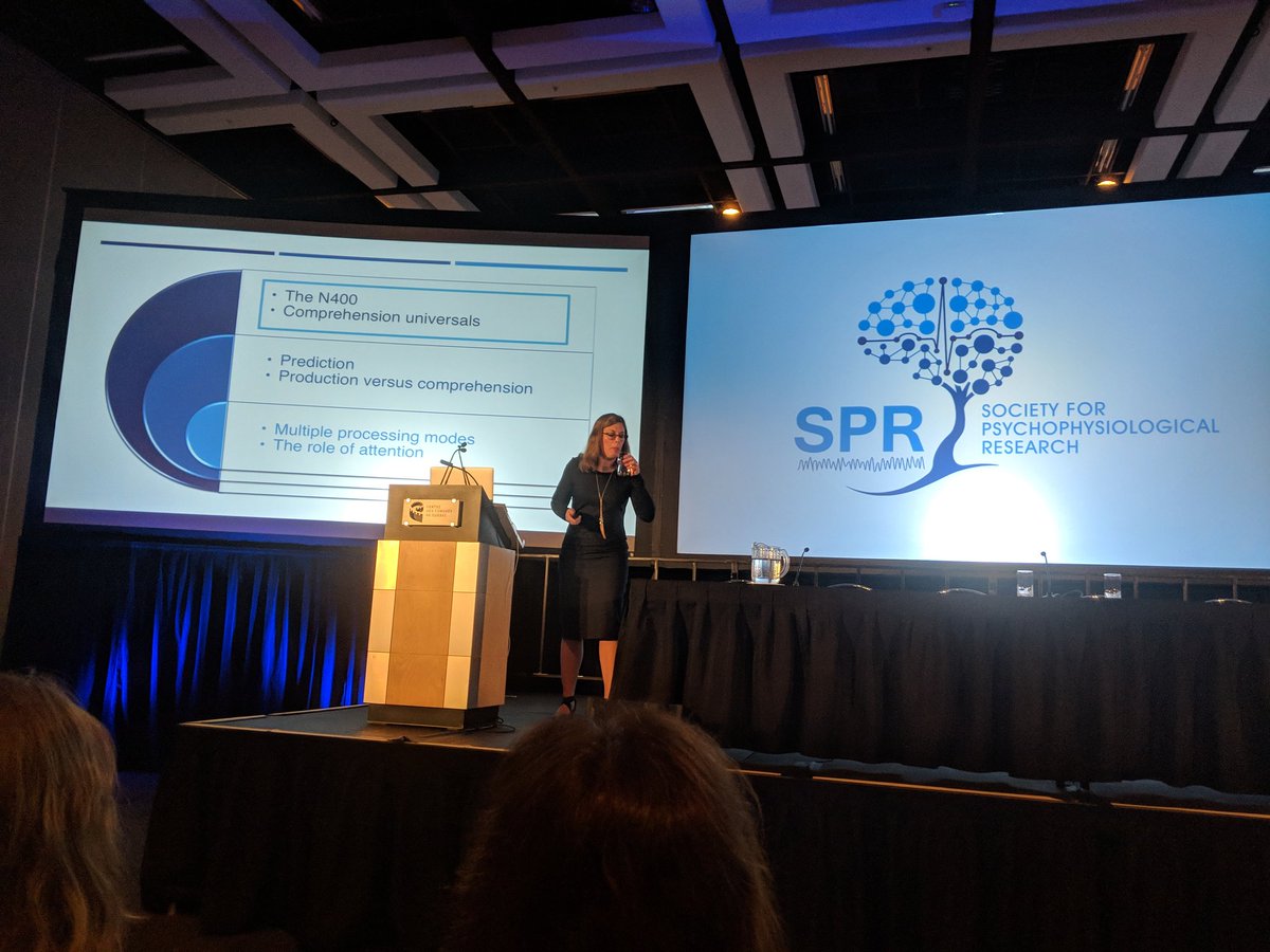 MathKyle's tweet photo. Our president Kara Federmier pauses before presenting the presidential address @TheRealSPR #SPR2018 https://t.co/6QQPd0BGEs