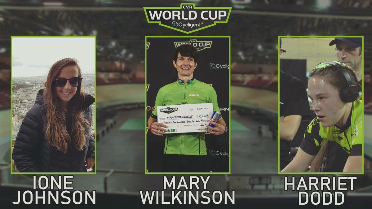 🎉 🎉 🎉 CONGRATULATIONS 🎉 🎉 🎉 
CVR Paris and Vancouver Riders Harriet Dodd, Mary Wilkinson and Ione Johnson are through to the Zwift Academy Semi Finals! 
Go Smash it Ladies!! #cvrworldcup #zwift #esports #cycleops #garneau #cycling #newprosport