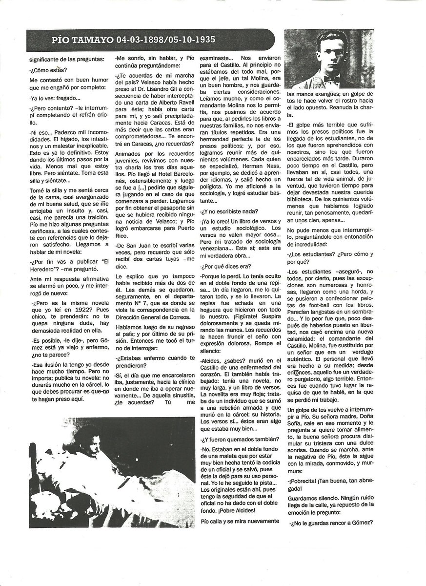 kartuxs's tweet photo. Pío Tamayo: tu verás salir de la cárcel a revolucionarios tremendos, que dejan de serlo, en cuanto los nombren secretarios generales de un estado, diputados o simplemente jefes civiles, el país está corrompido y Gomez es el único que ha sabido explotar la corrupción.@jbiardeau https://t.co/j6IfCGJ2CB