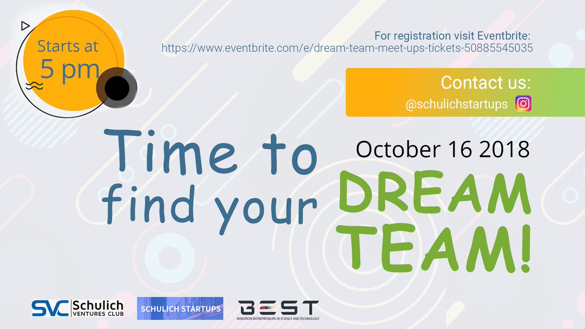 schulichSVC's tweet photo. SVC, Schulich Startups &amp; The BEST Lab are excited to announce a new  monthly meetup series, designed to help Schulich/Lassonde Startup Founders find Co-Founders and Key Team Members to help bring their ideas to life!  
Join us on Oct 16 at 5-7pm at Lassonde School of Engineering! https://t.co/rQT4uU07sa