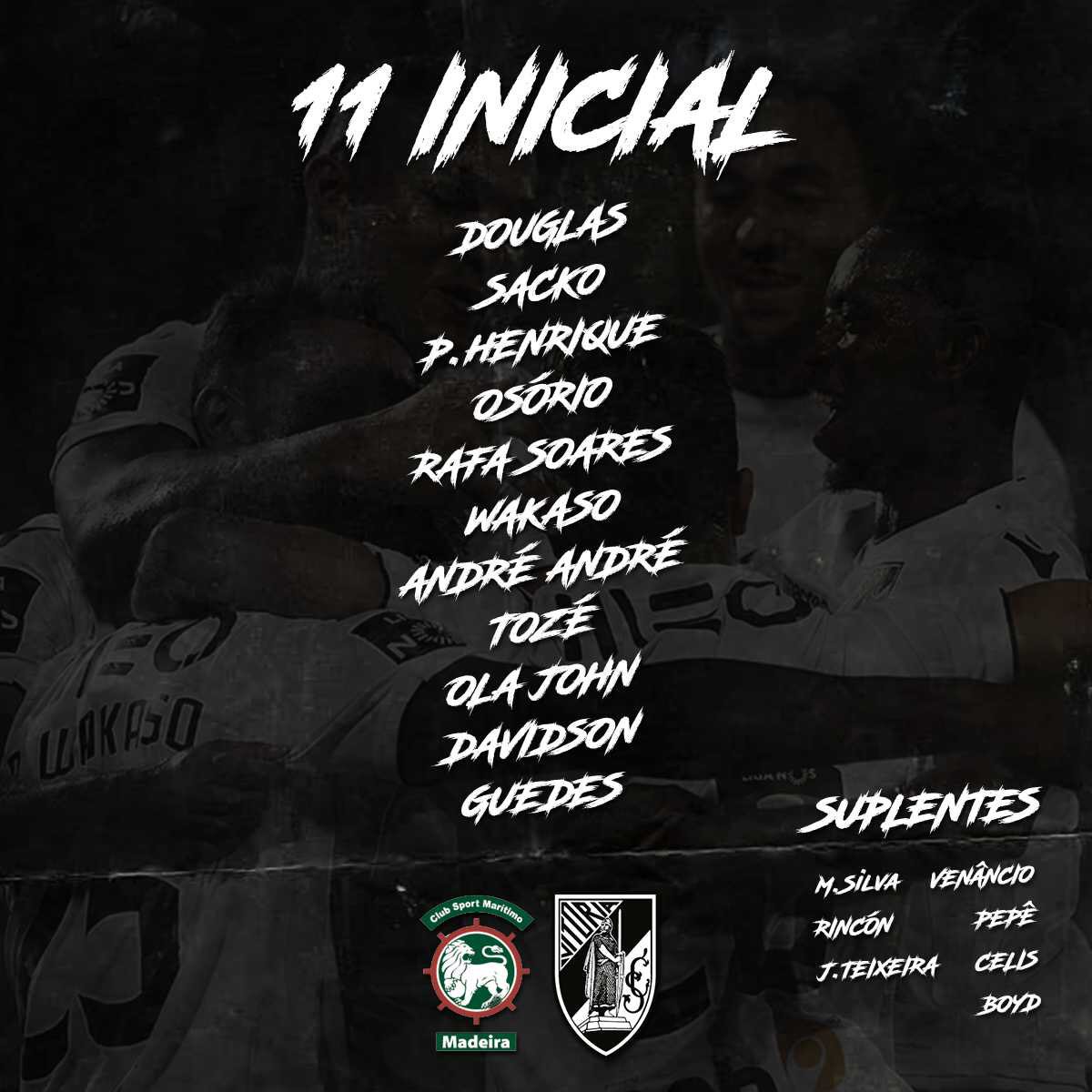 VitoriaSC1922's tweet photo. Eis o “onze" dos Conquistadores!
⚔️ CS Marítimo - Vitória SC ⚔️
#OnzeVSC #AquiÉSóVitória #Conquistadores #CSMxVSC #LigaNOS https://t.co/3TUhKobZba