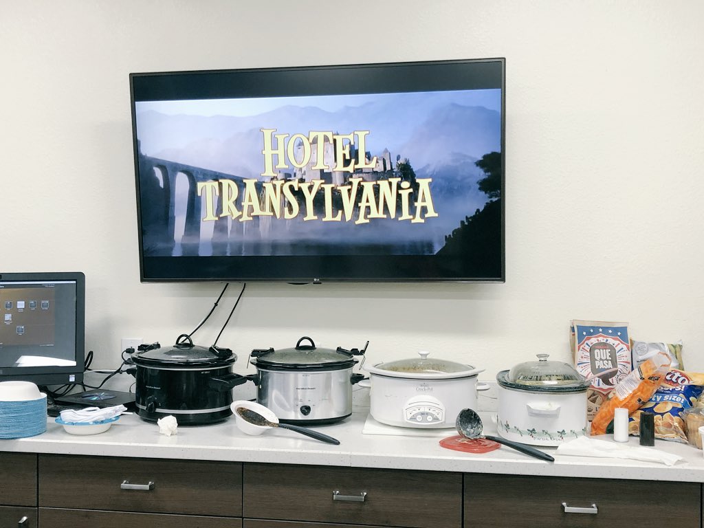 Soup,chili, and spooky movies for our amazing cashiers today! 🎃