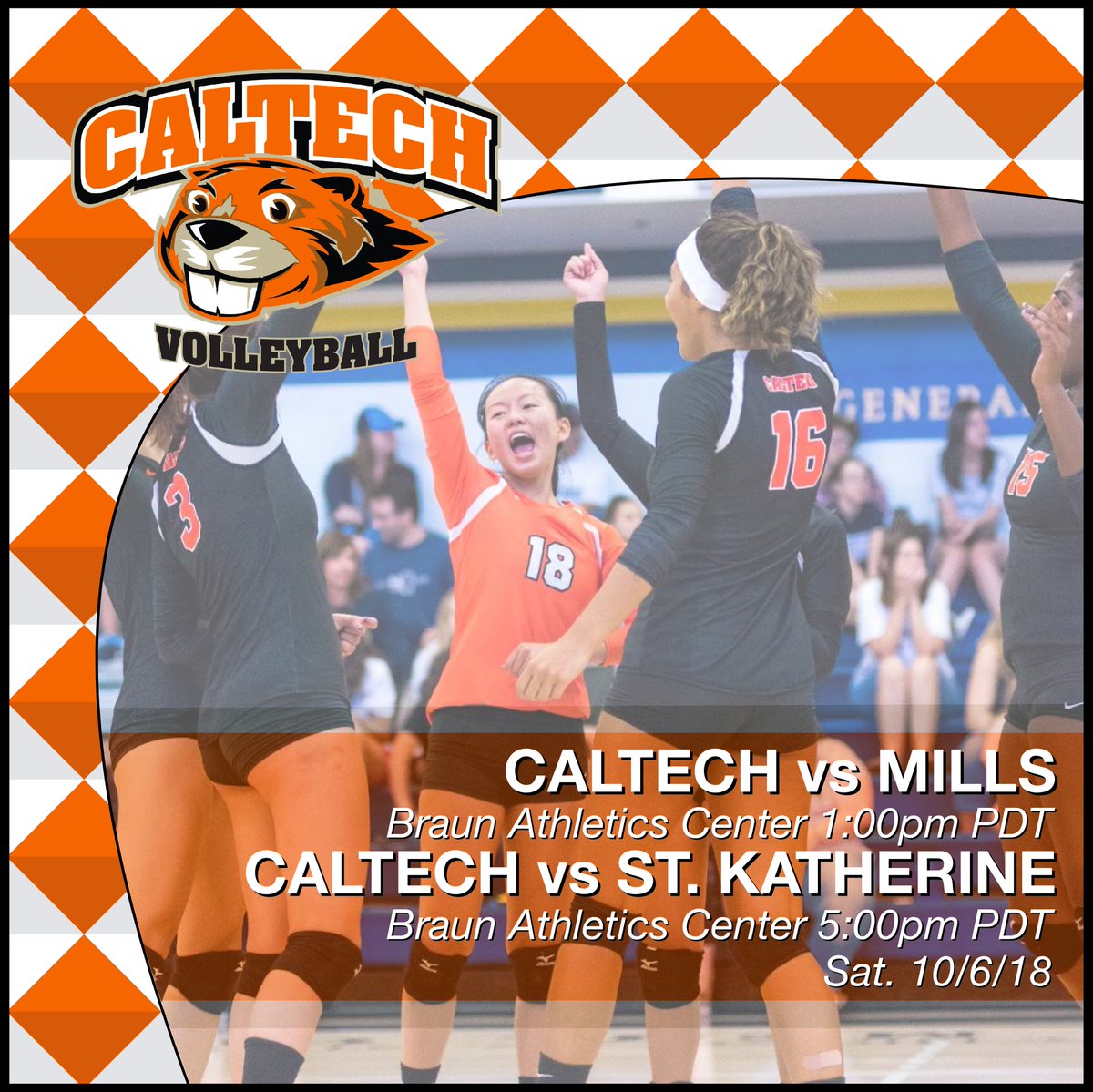 It's Beavers gameday! First <a href="/caltechwsoc/">Caltech W Soccer</a> takes on Pomona-Pitzer on the North Field at 11am. Then <a href="/caltechvb/">Caltech Volleyball</a> gears up for a tri-match against Mills at 1pm and St. Katherine at 5pm in the Braun Athletics Center. #CaltechRising