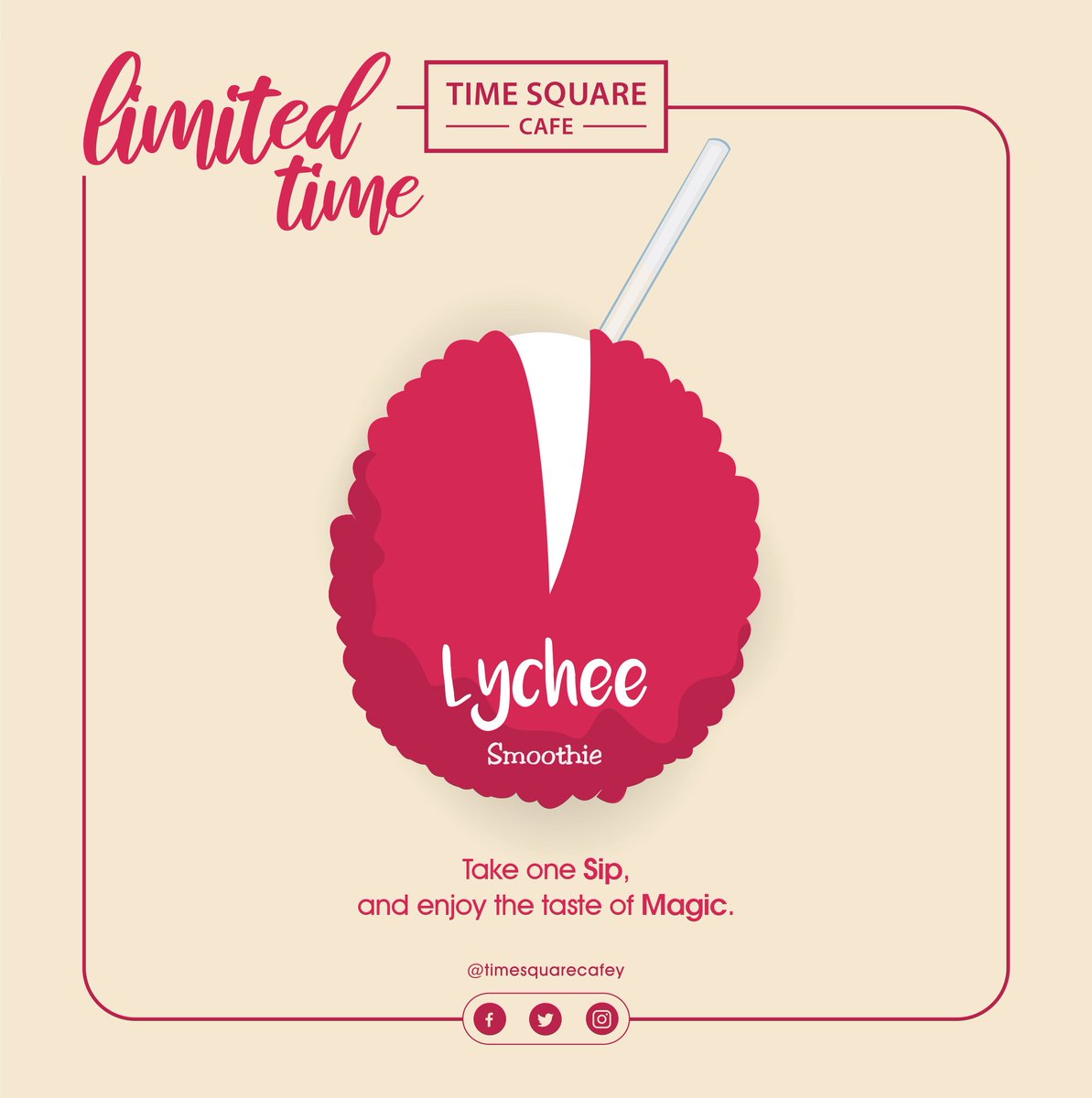 timesquarecafey's tweet photo. It's more than just a smoothie ,,, come and try our limited time lychee smoothie available from 7th of October.
ليتشي سموثي في تايم سكوير كافيه لفترة محدودة من تاريخ 7 اوكتوبر
#timesquarecafey #time_square_cafe #cafe #lychee #smoothie #limited_time https://t.co/KgIdH4cWi1